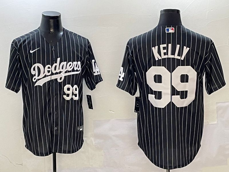 Men Los Angeles Dodgers #99 Kelly Black Stripe Jointly Name 2025 Nike MLB Jersey style 8->los angeles dodgers->MLB Jersey